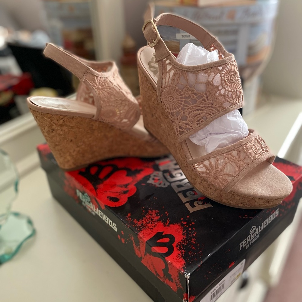 Fergalicious blush platform sandals